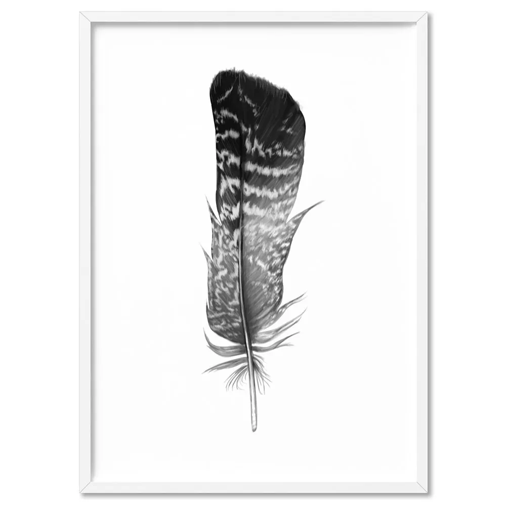 Feather Black & White V- Art Print