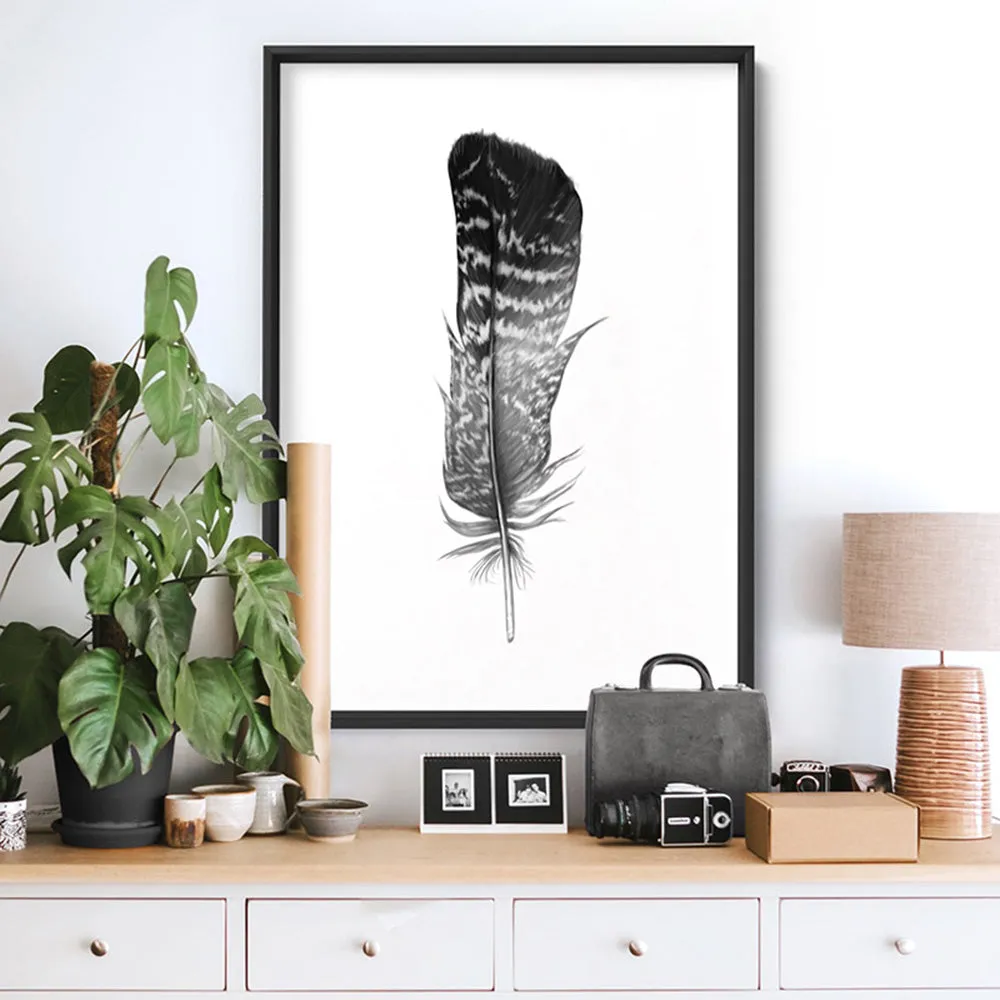 Feather Black & White V- Art Print