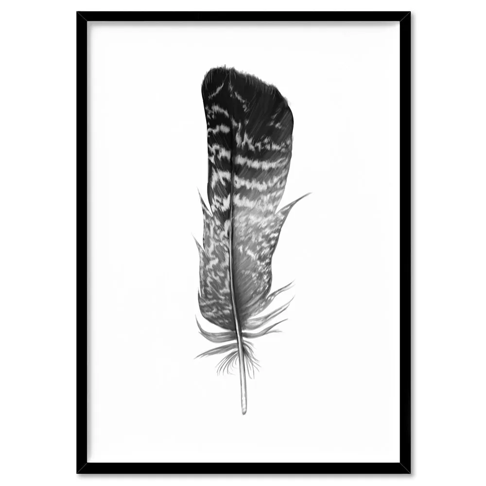 Feather Black & White V- Art Print