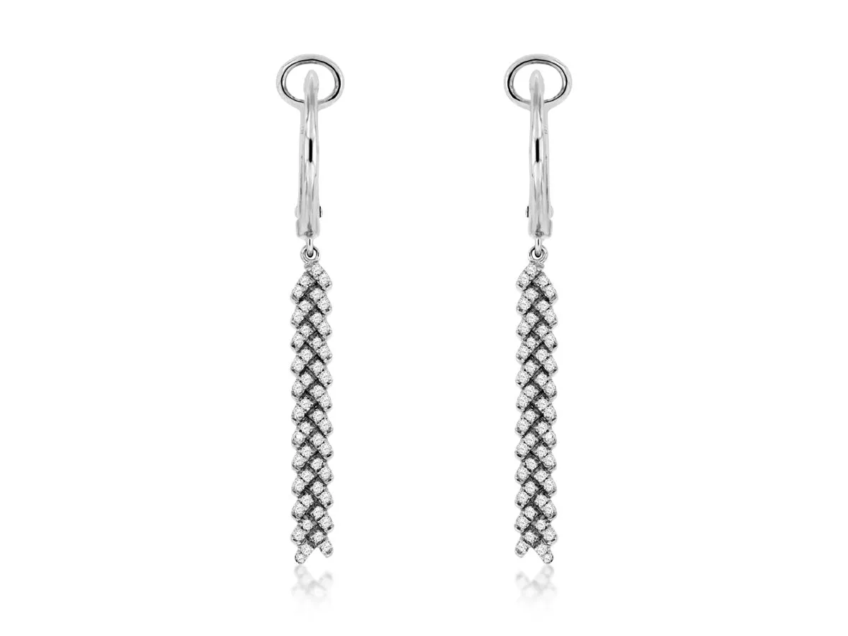 Feather Design Diamond Dangle Earrings