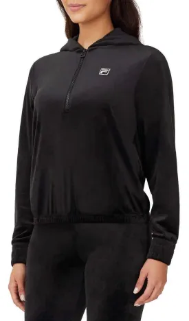 Fila Womens Velour Quarter Zip Hoodie Black Large