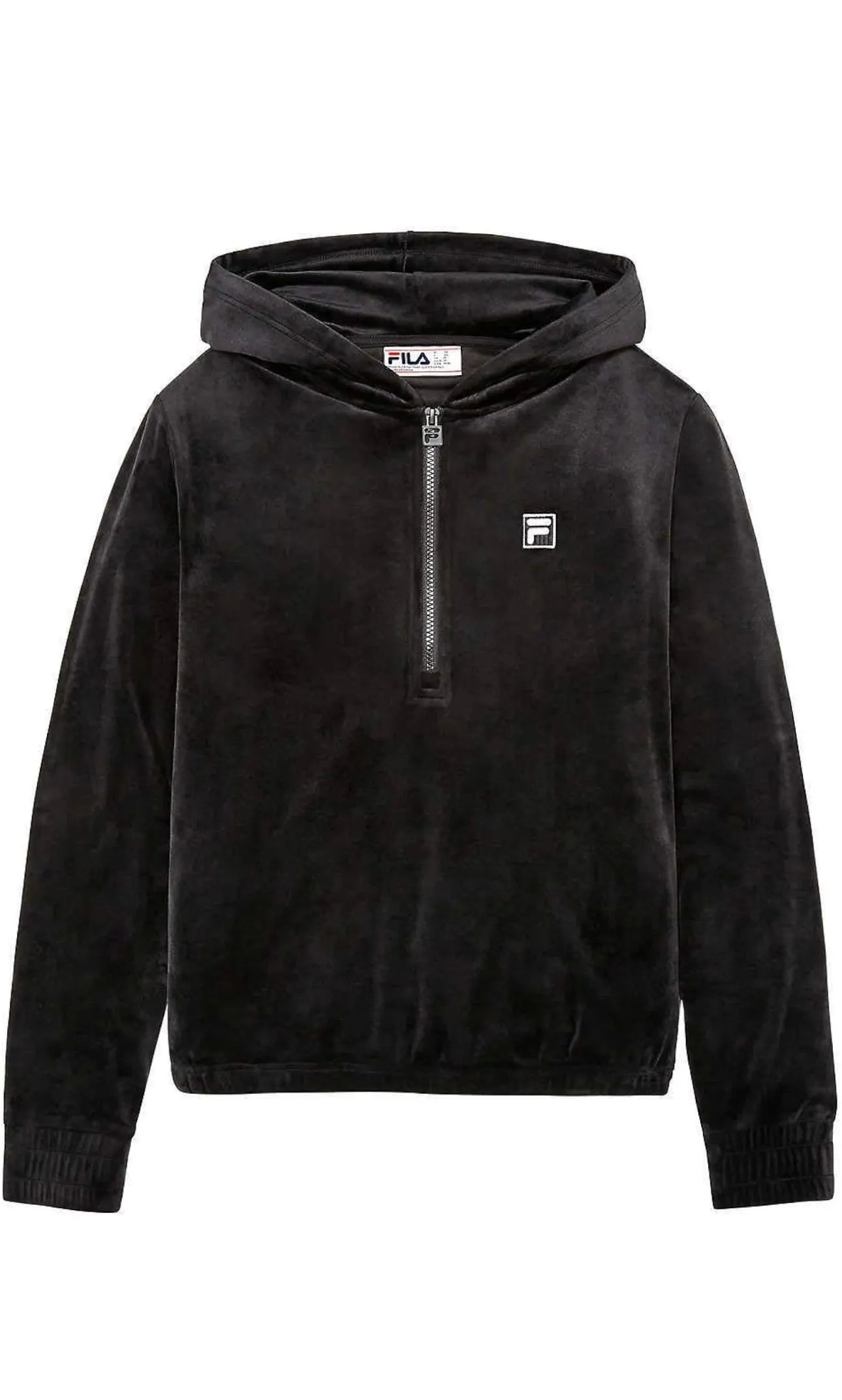 Fila Womens Velour Quarter Zip Hoodie Black Large