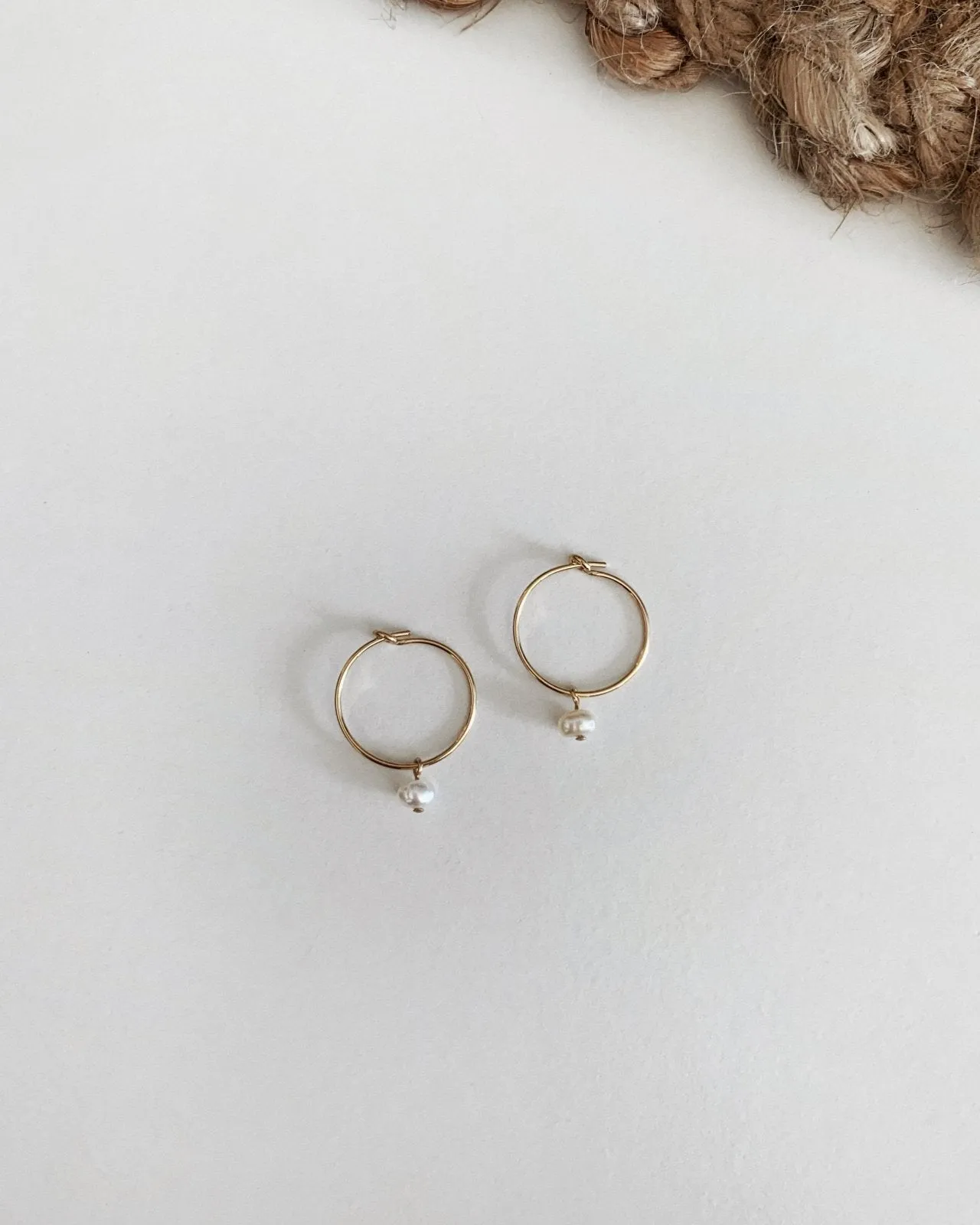 Freshwater Pearl Hoop Earrings - 14k Yellow Gold Fill