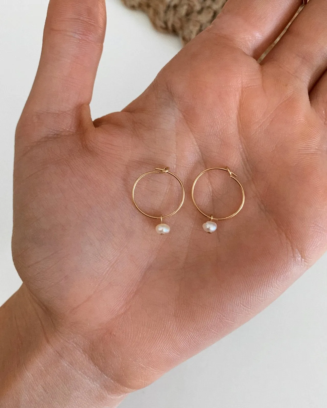 Freshwater Pearl Hoop Earrings - 14k Yellow Gold Fill