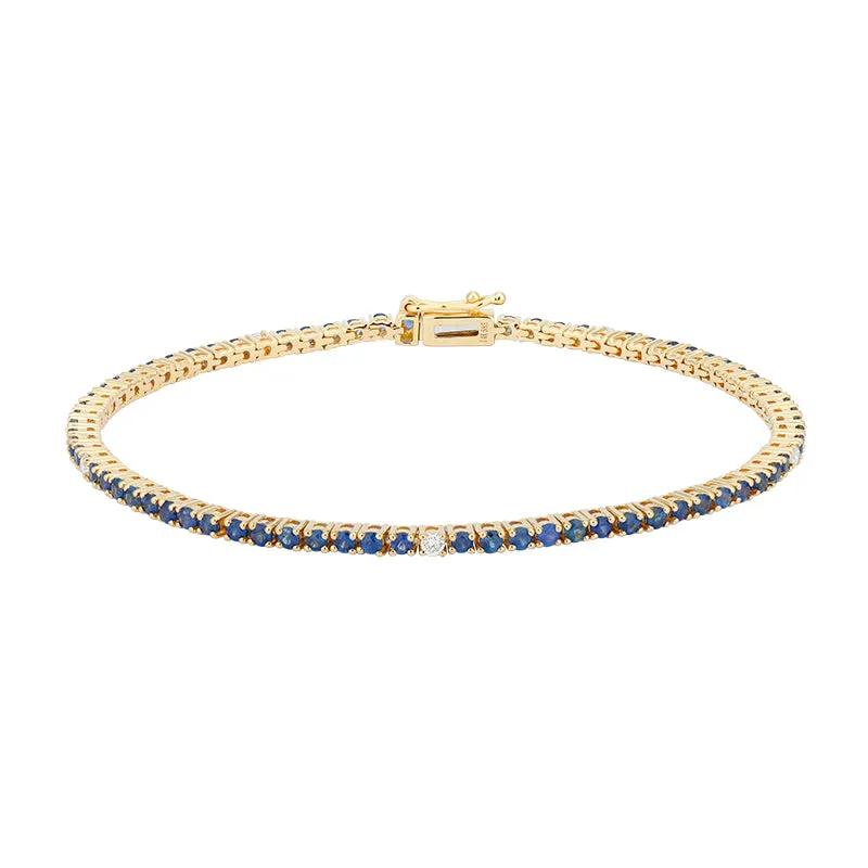 Gemstones and Diamonds Thin Tennis Bracelet