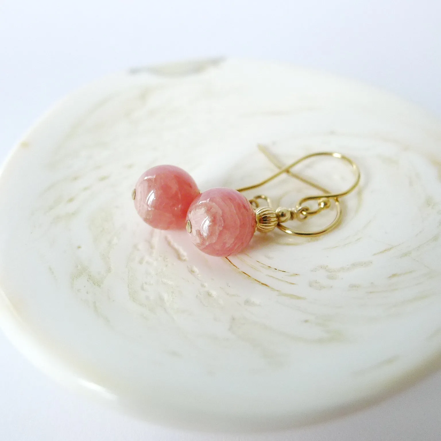 Genevieve Earrings / Rhodochrosite 8mm