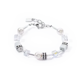 GeoCUBE® Iconic Pearl Mix bracelet silver-white