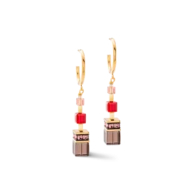 GeoCUBE® Precious statement earrings gold-red