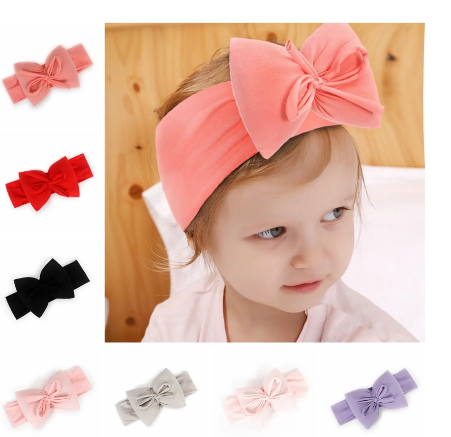 Girls Big 3D Bow Soft Stretch Headband