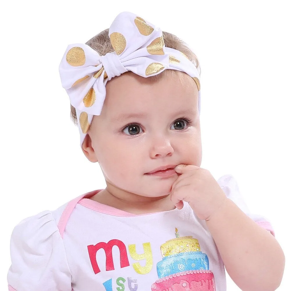 Girls Gold Polka Dot Bow Knot Headband