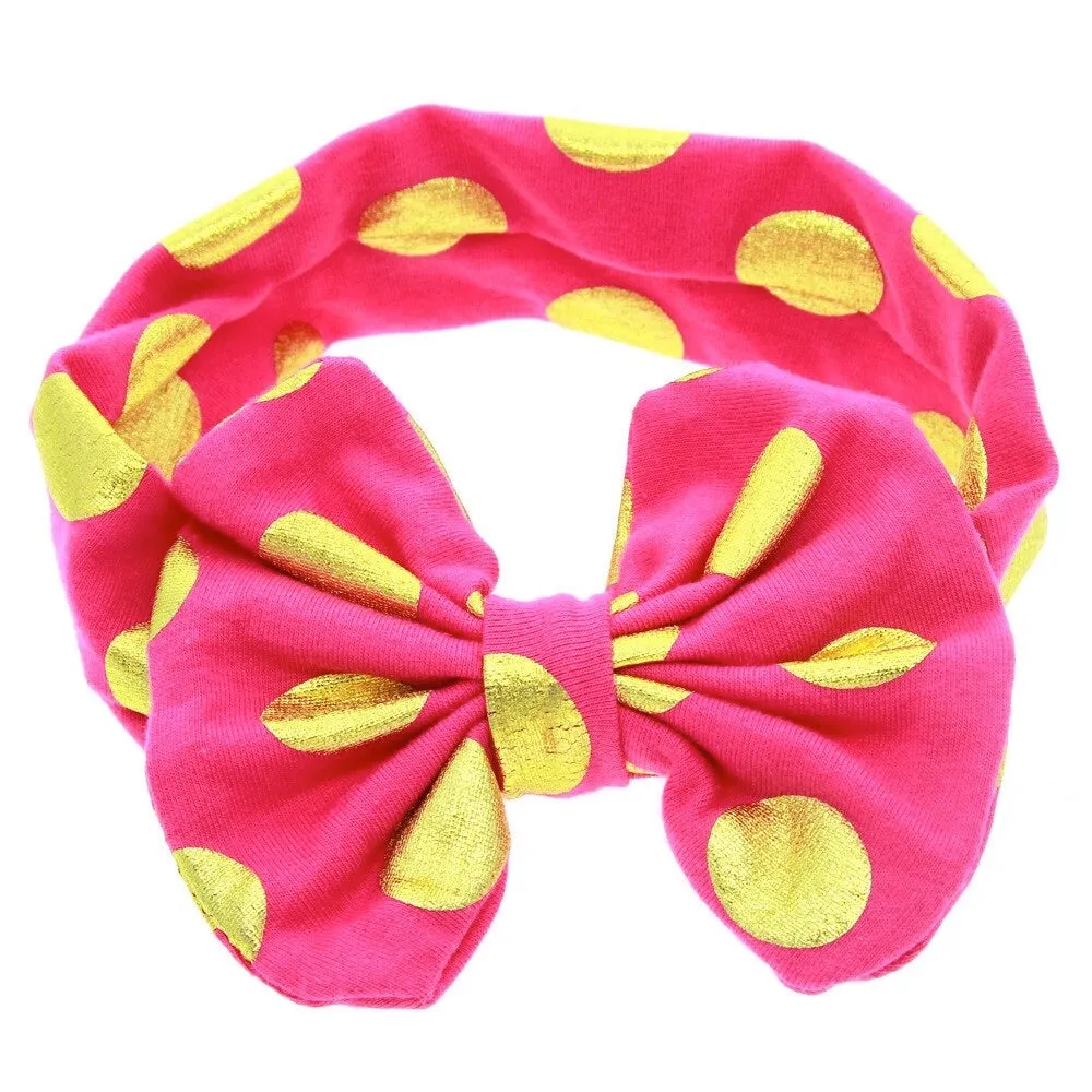 Girls Gold Polka Dot Bow Knot Headband