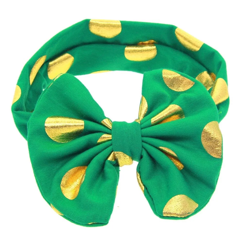 Girls Gold Polka Dot Bow Knot Headband