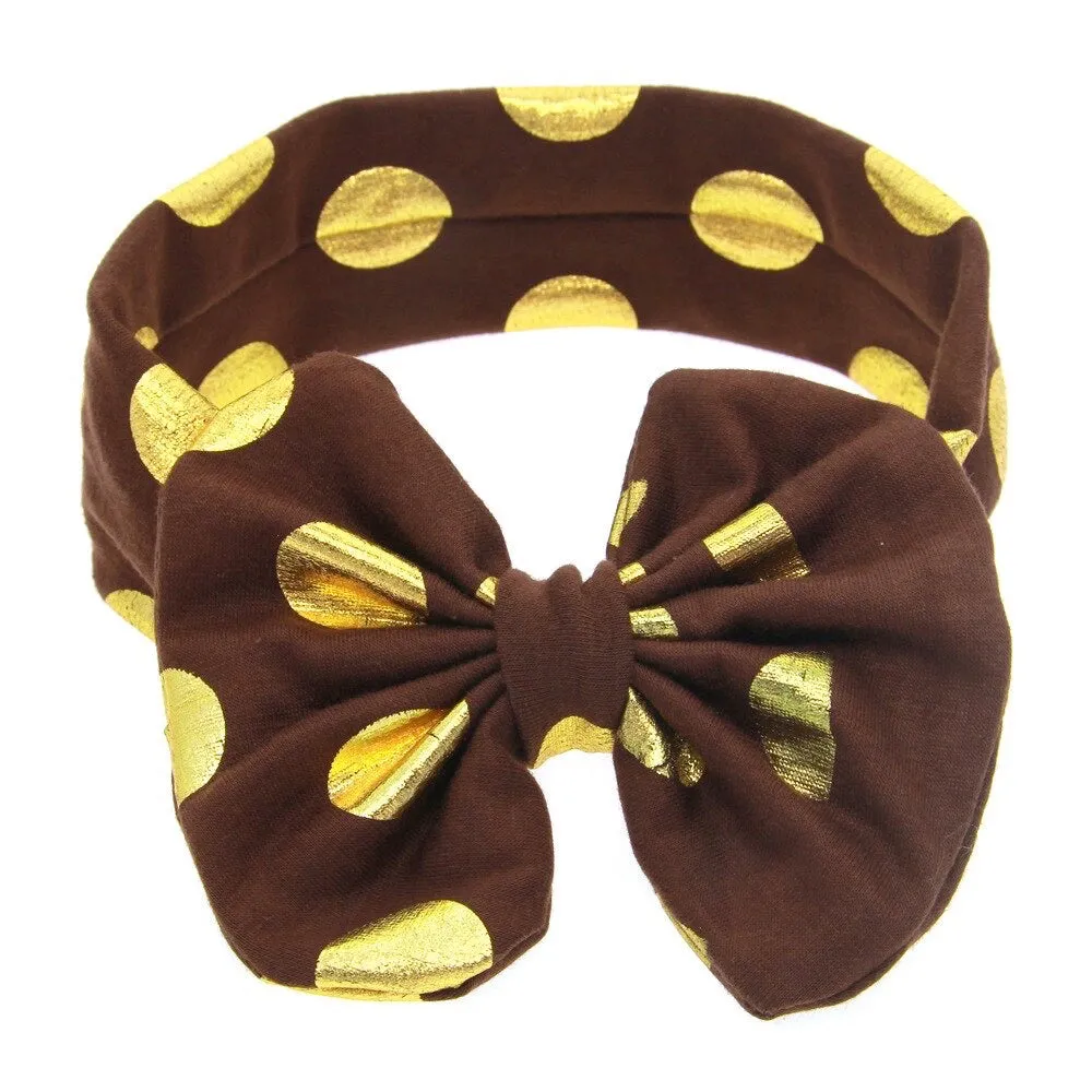 Girls Gold Polka Dot Bow Knot Headband