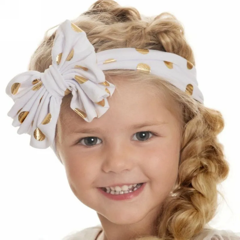 Girls Gold Polka Dot Bow Knot Headband