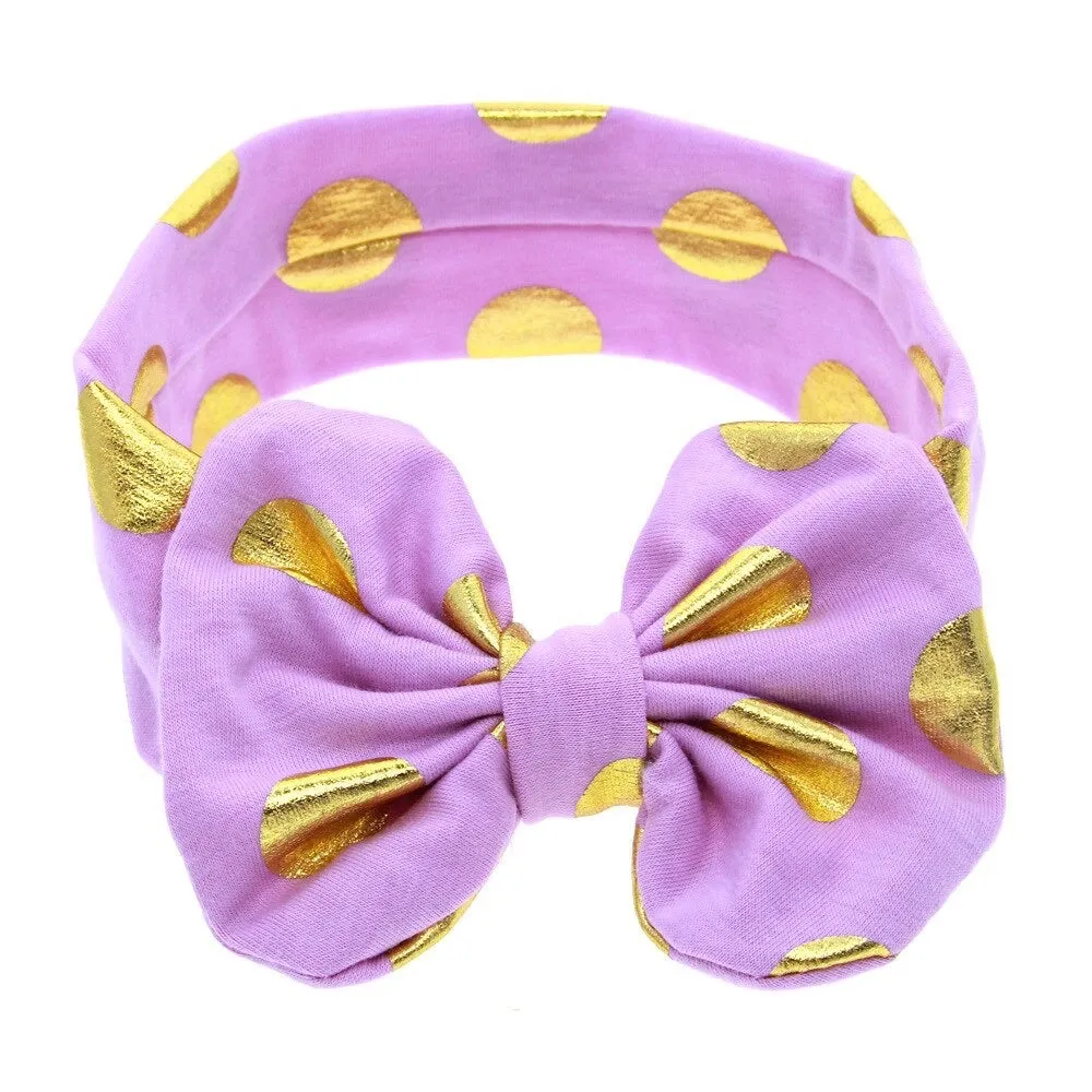 Girls Gold Polka Dot Bow Knot Headband