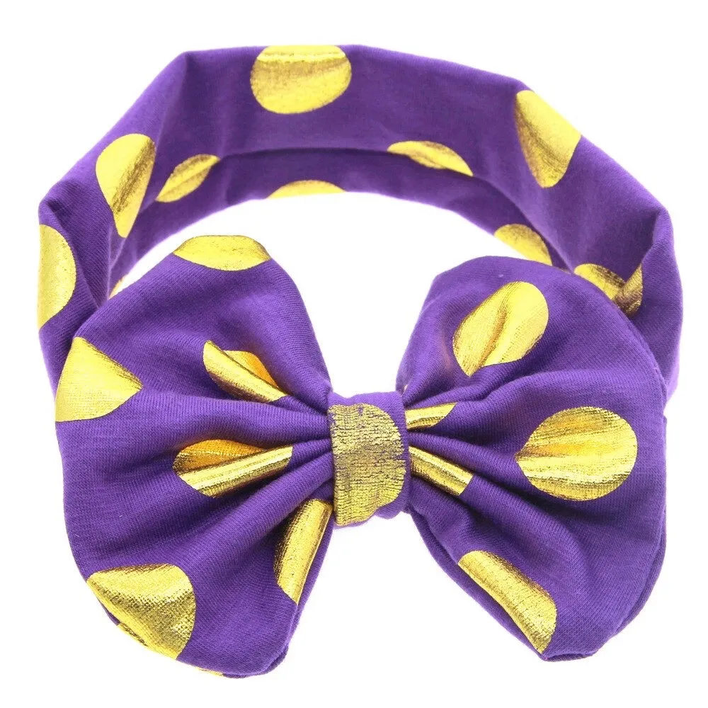 Girls Gold Polka Dot Bow Knot Headband