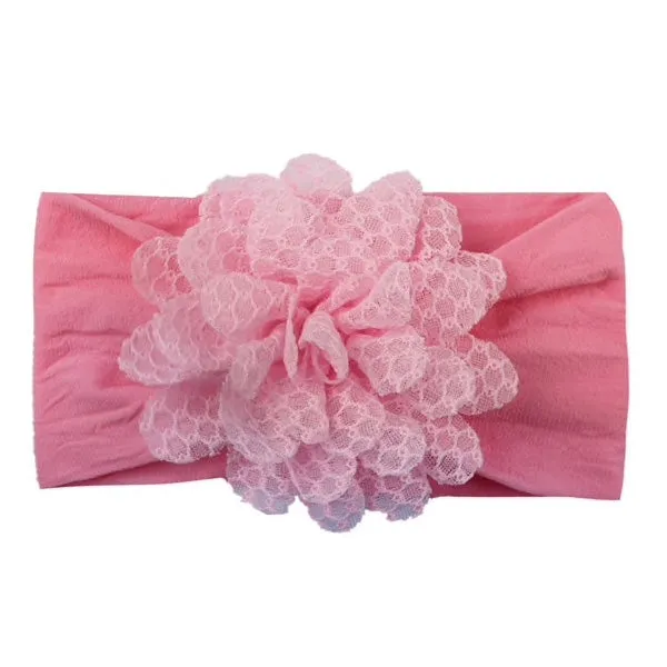 Girls Wide Chiffon Dotted Flower Headband - ONLY 5 LEFT!!!