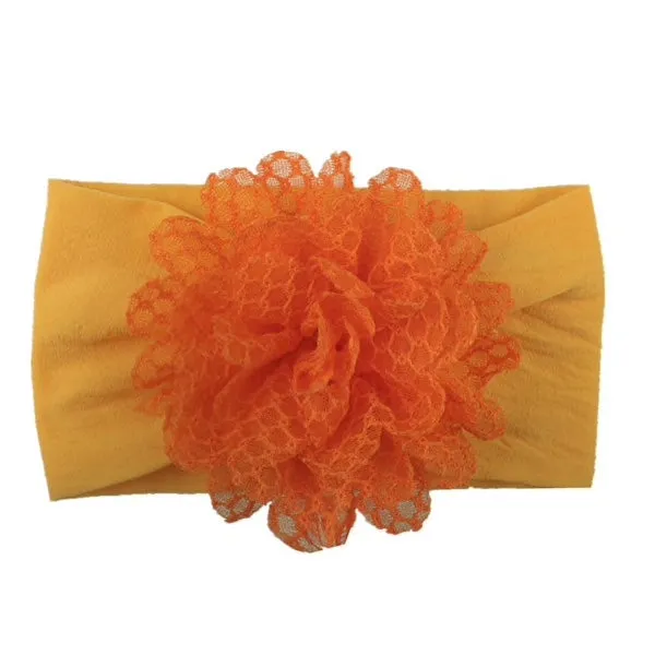 Girls Wide Chiffon Dotted Flower Headband - ONLY 5 LEFT!!!