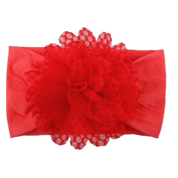 Girls Wide Chiffon Dotted Flower Headband - ONLY 5 LEFT!!!