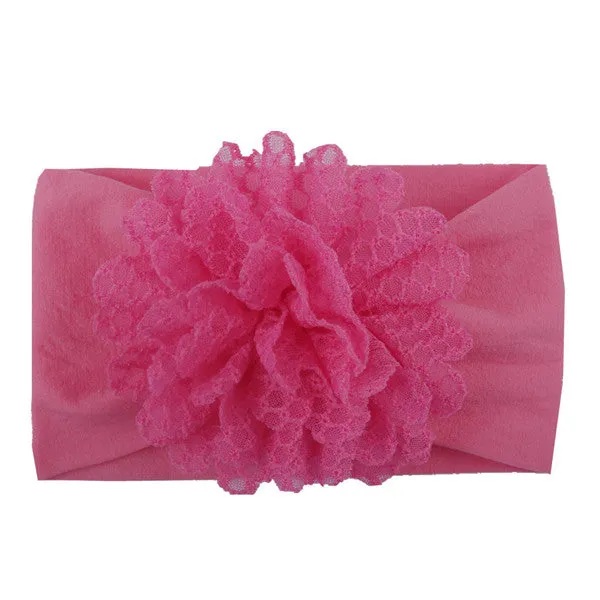 Girls Wide Chiffon Dotted Flower Headband - ONLY 5 LEFT!!!