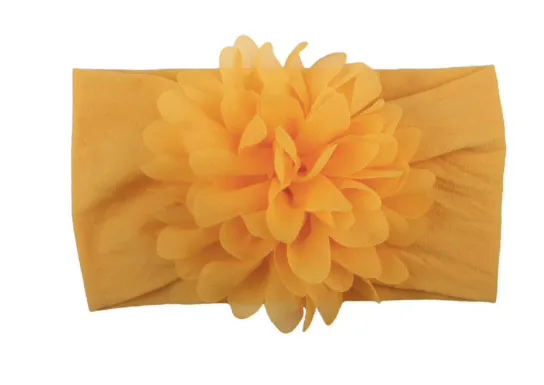 Girls Wide Chiffon Flower Headband