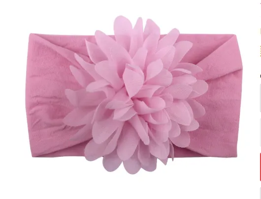 Girls Wide Chiffon Flower Headband