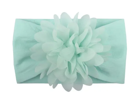 Girls Wide Chiffon Flower Headband