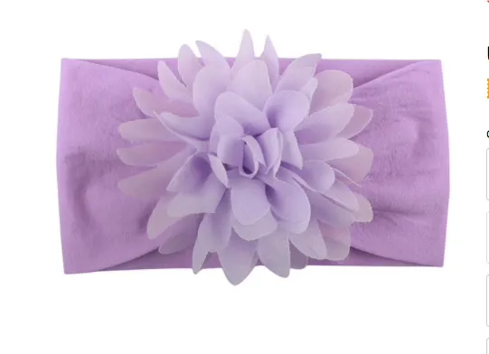 Girls Wide Chiffon Flower Headband