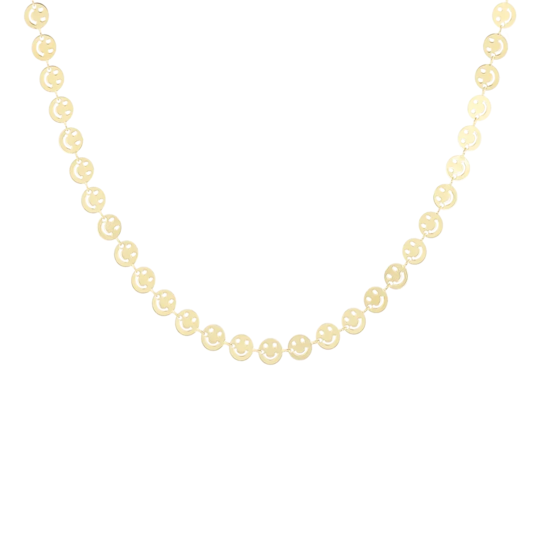 Gold coloured bracelet   necklace set with smileys