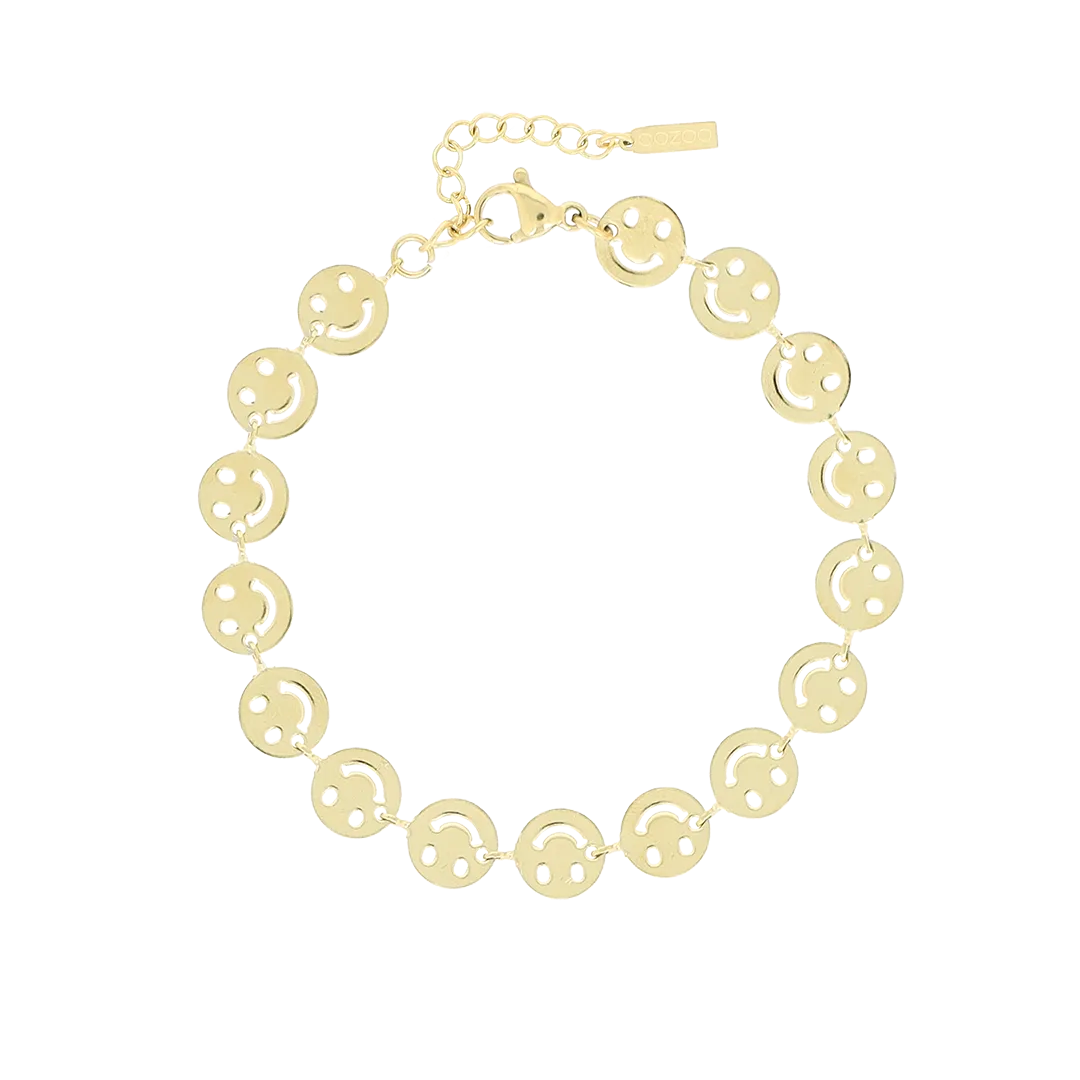 Gold coloured bracelet   necklace set with smileys