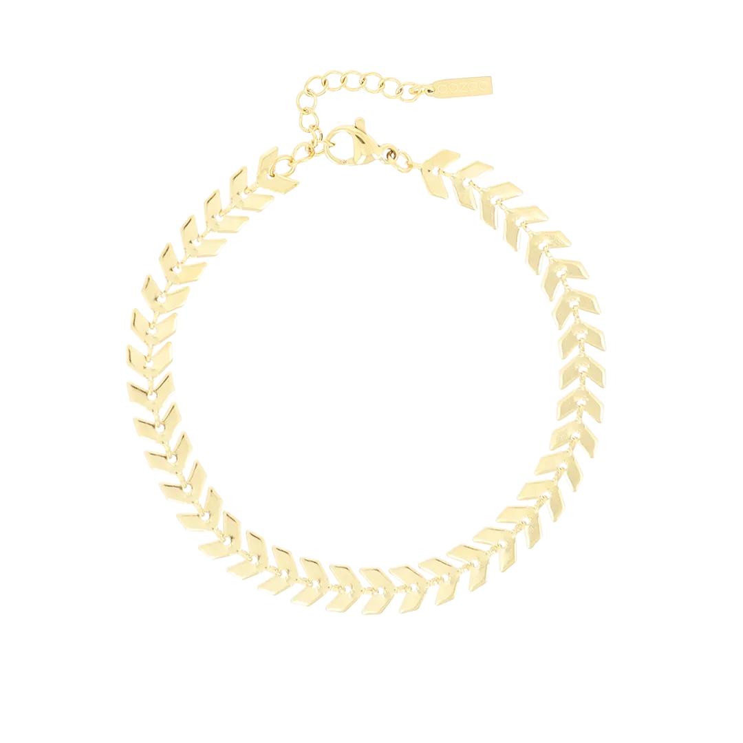 Gold coloured bracelet   necklace set with V-chain