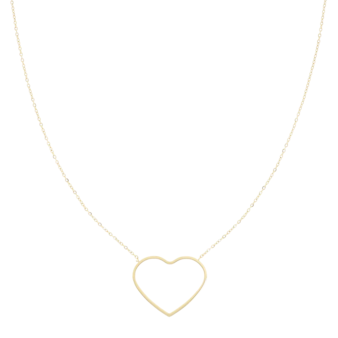 Gold coloured necklace with big heart