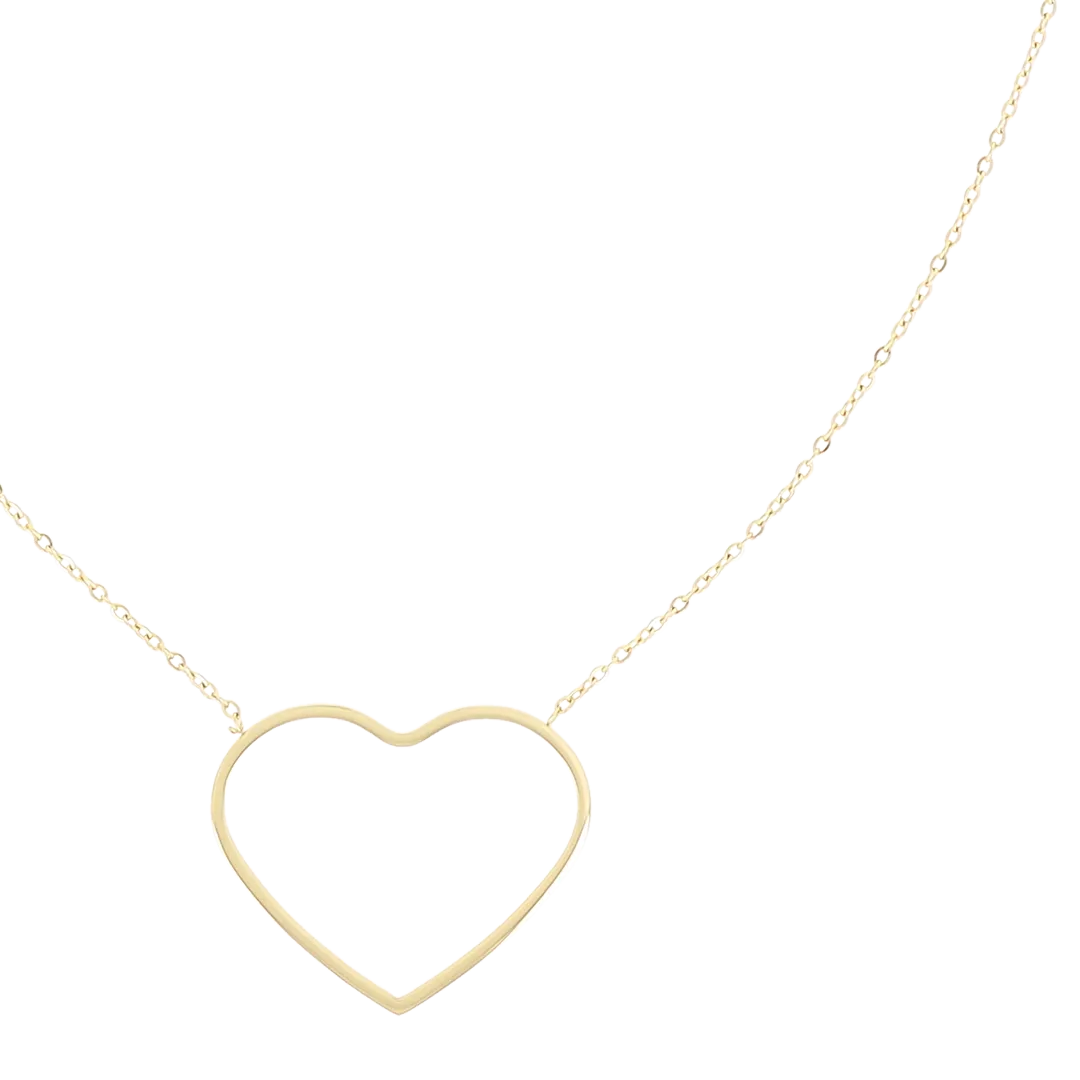 Gold coloured necklace with big heart