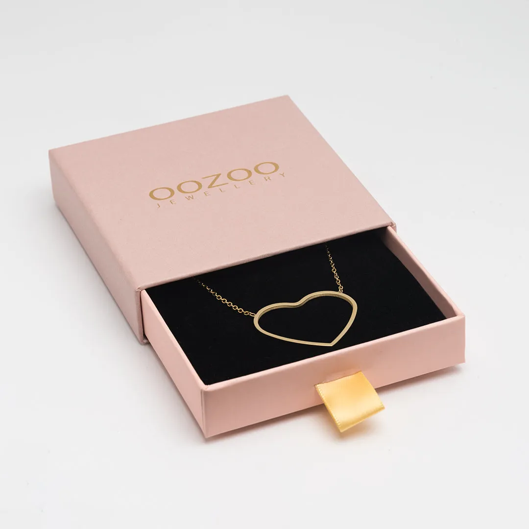 Gold coloured necklace with big heart