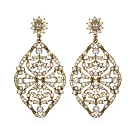 Gold Deco Lace Drop Earrings