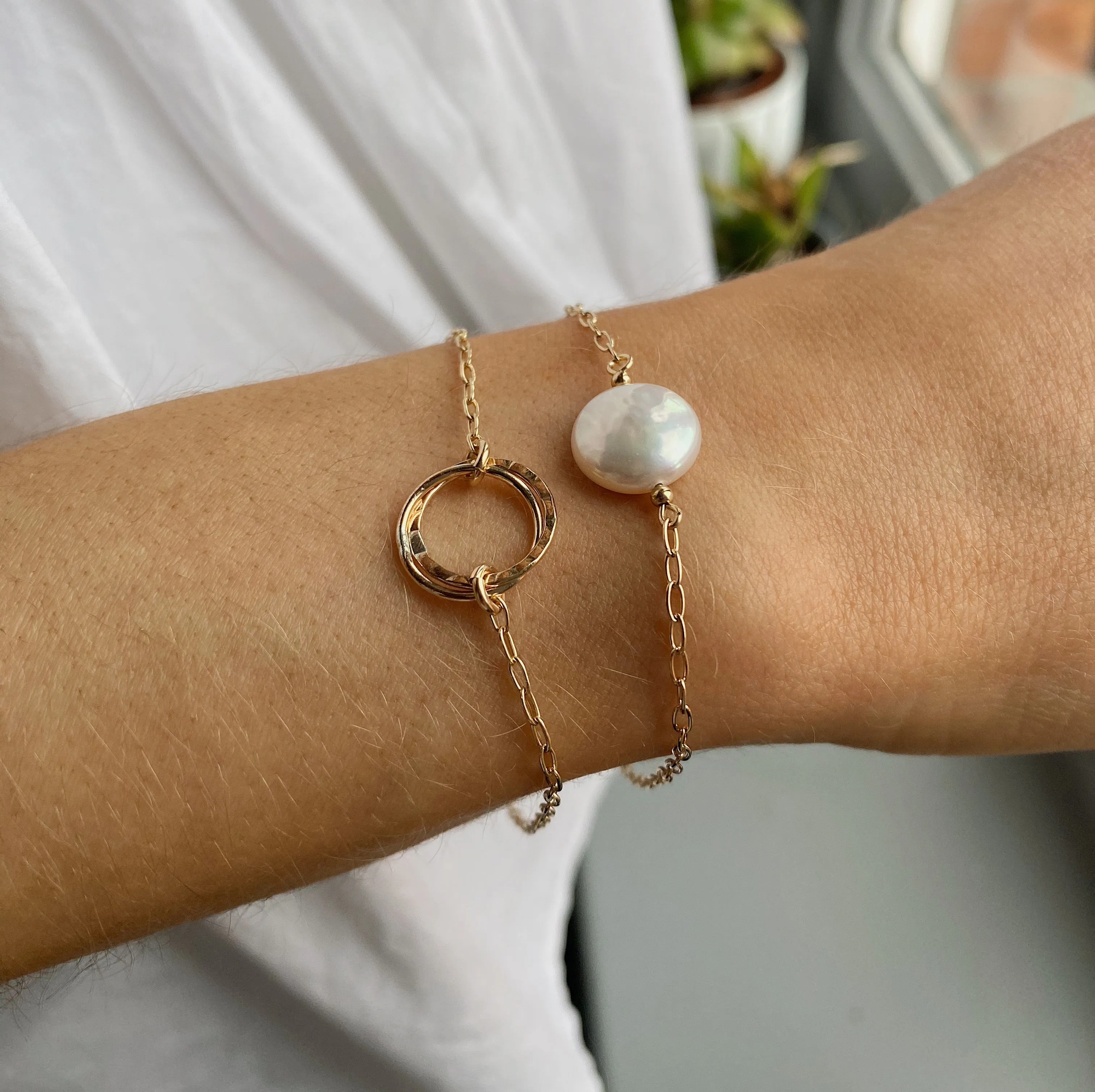 Gold Filled Coin Pearl Bracelet