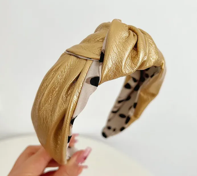 GOLD LEATHER KNOT HEADBAND