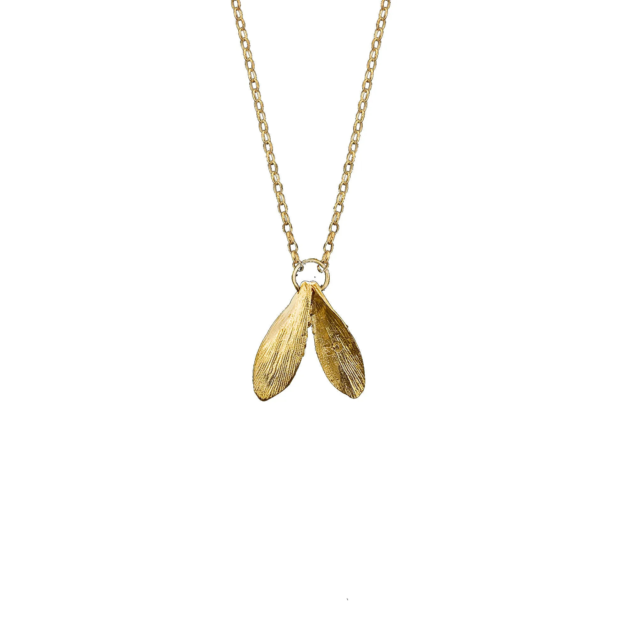 Gold Mini Double Leaf Pendant