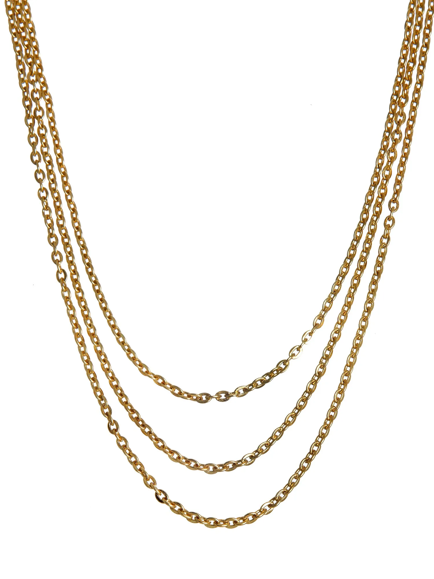 Gold Plated Long Multilayered Chain Necklace