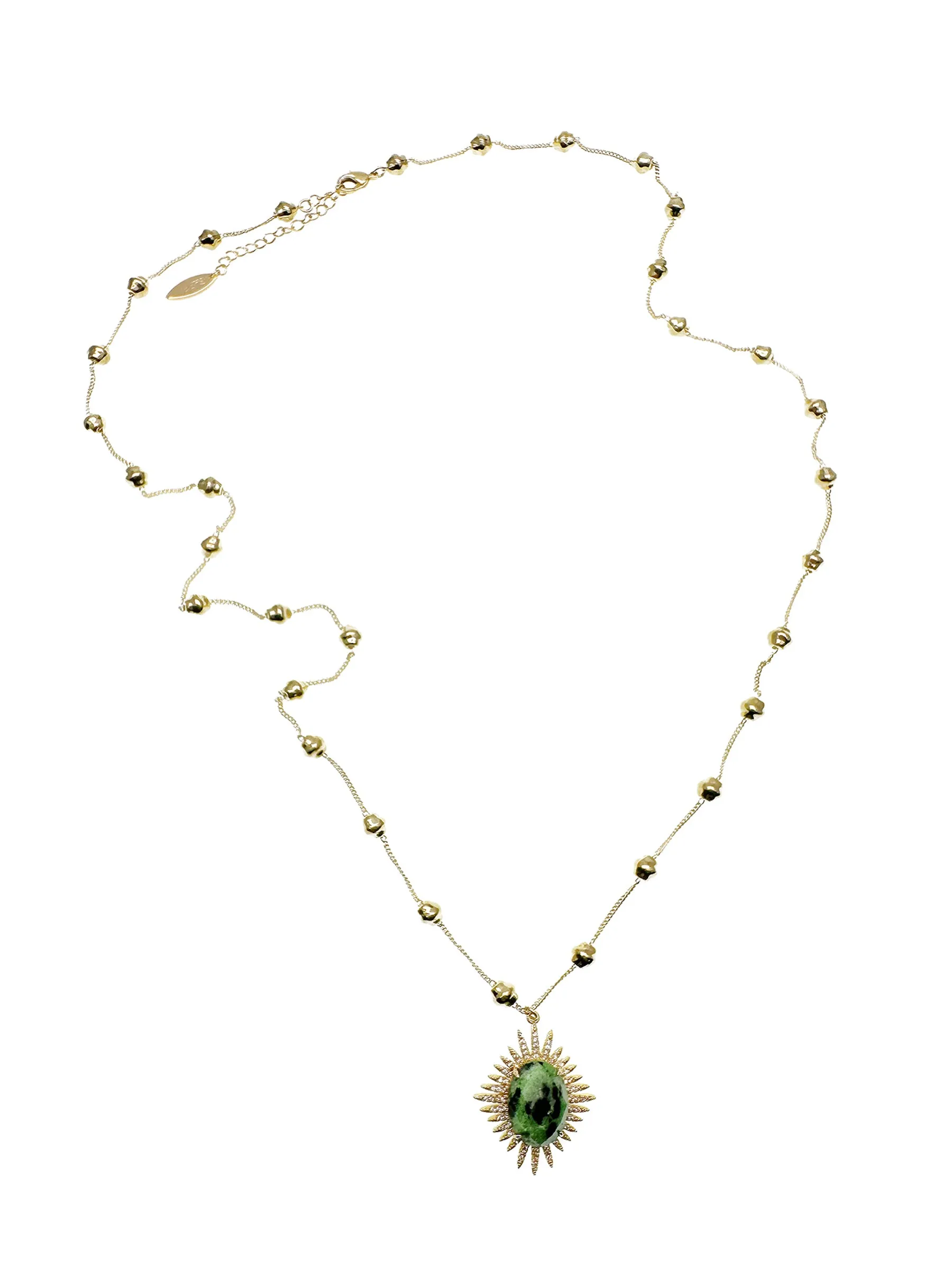 Golden Chain With Zoisite Pendant Necklace KN025