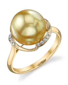 Golden South Sea Pearl & Diamond Luminary Cocktail Ring