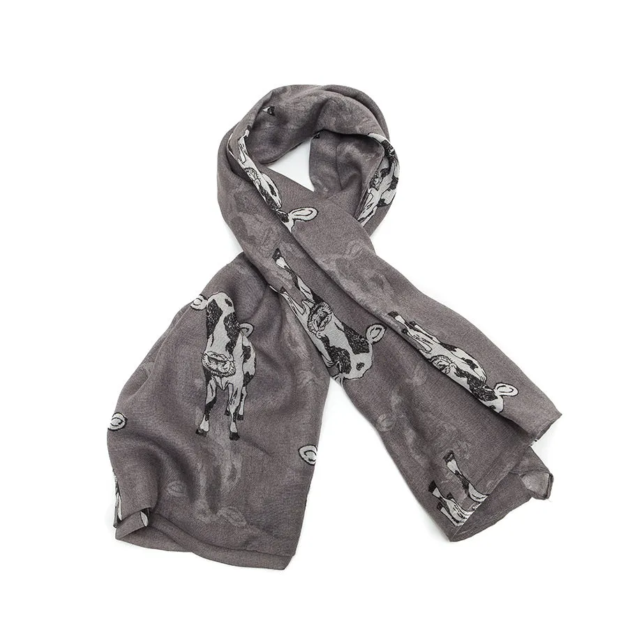 Grey Scarf with Cows