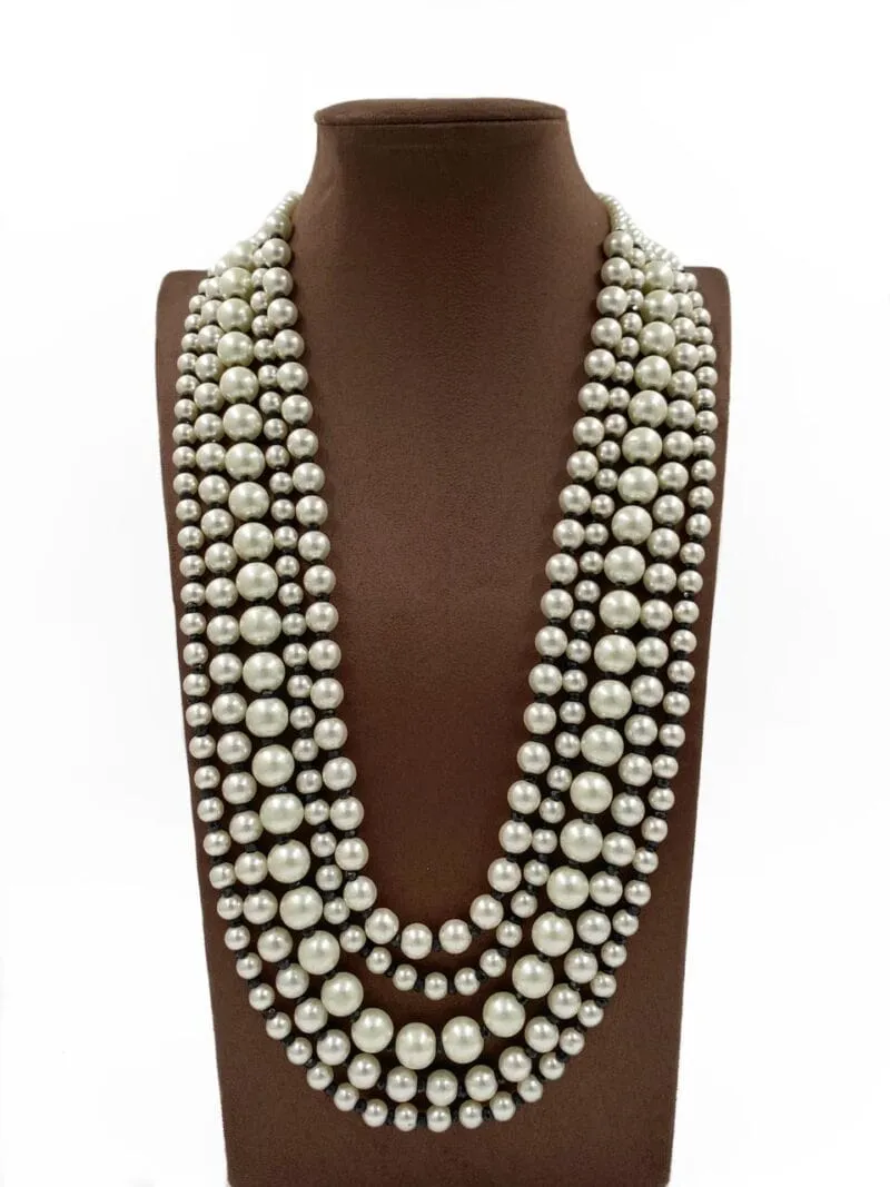 Handcrafted Multi Layered Beaded Pearls Necklace For Woman