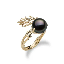 Heritage Tahitian Black Pearl Ring in Gold - 8-9mm