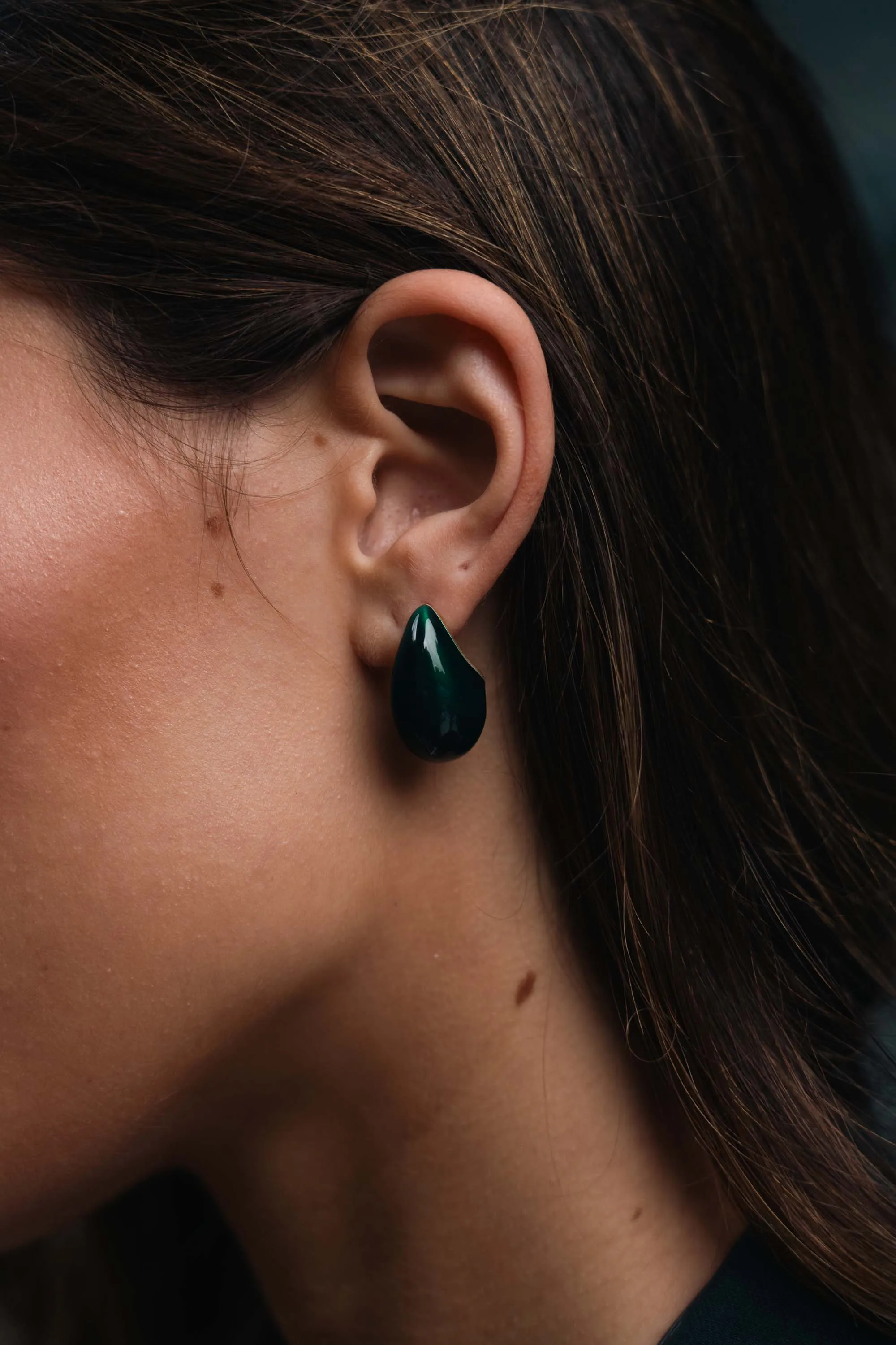 Hush Earrings Green Enamel