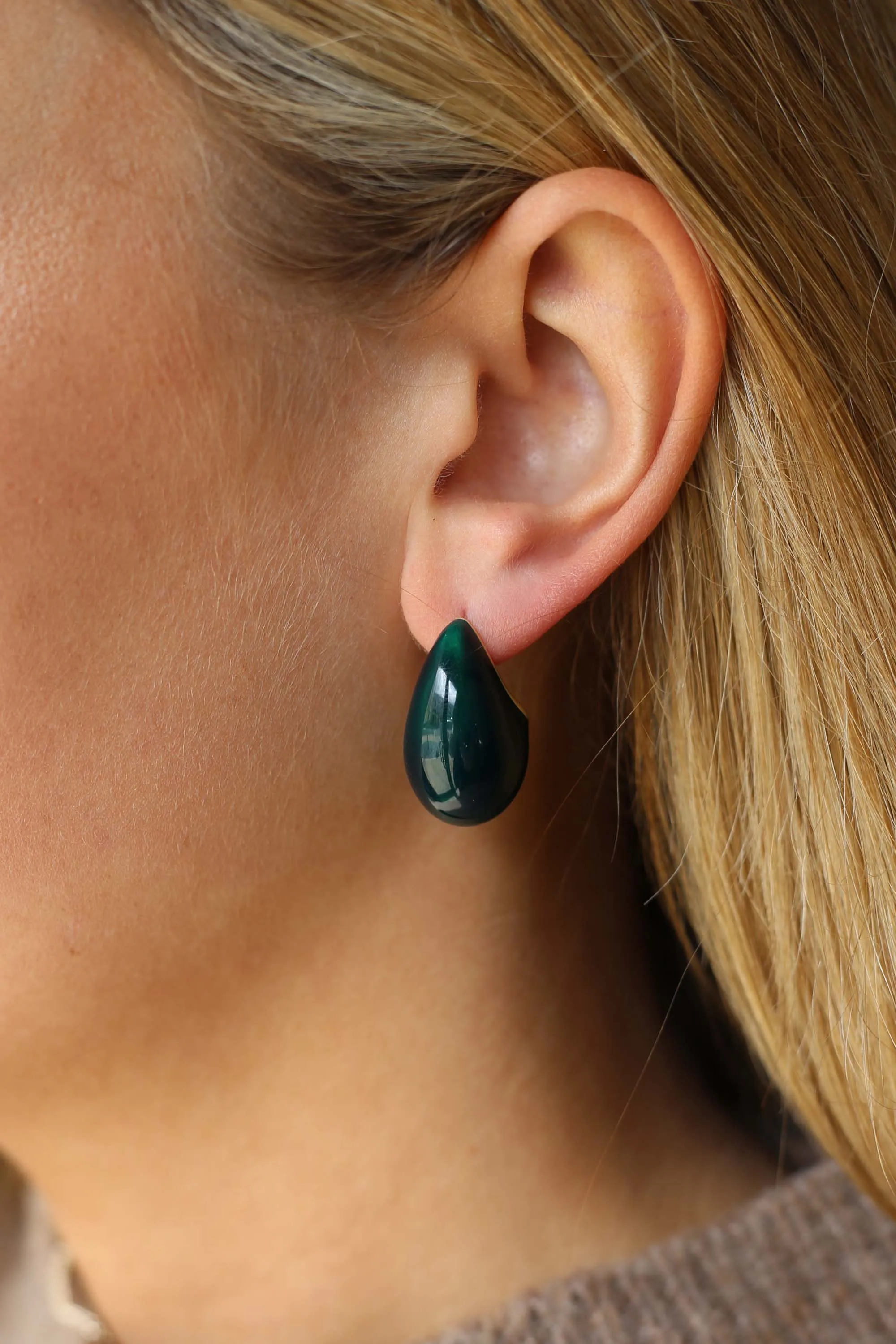 Hush Earrings Green Enamel