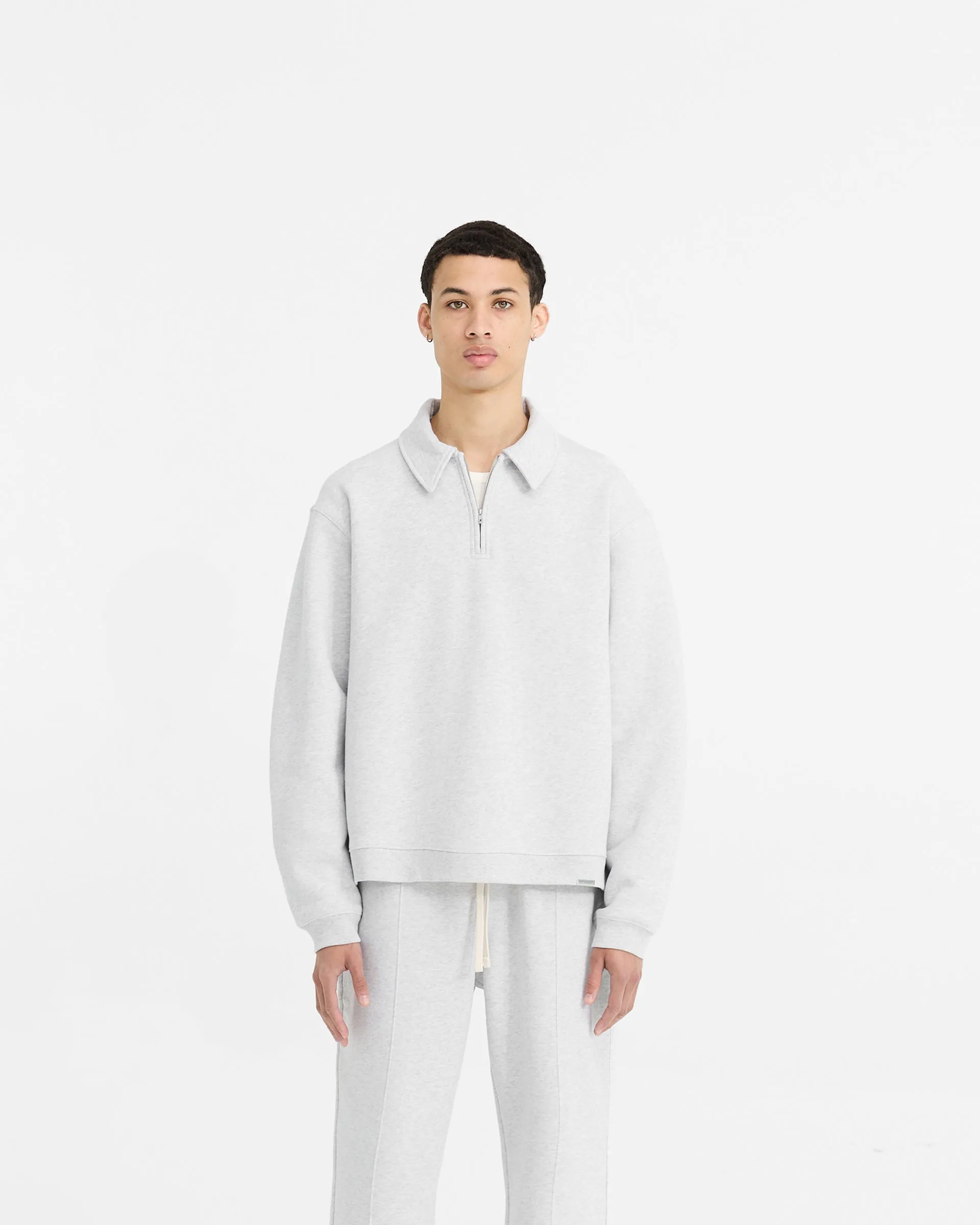 Initial Boxy Quarter Zip - Ice Grey Marl