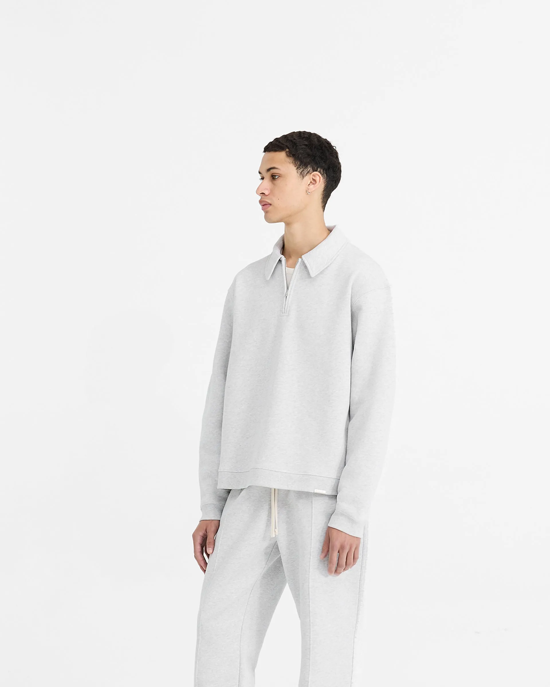 Initial Boxy Quarter Zip - Ice Grey Marl