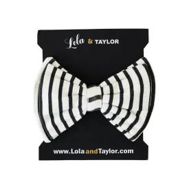 Jet Black Stripe Large Bow Headband