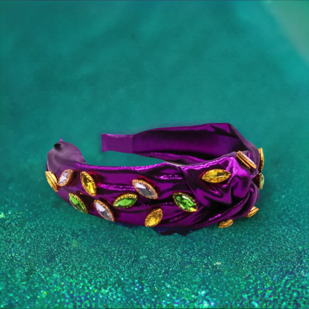 JEWEL PURPLE KNOT MARDI GRAS HEADBAND